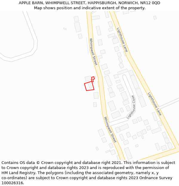 APPLE BARN, WHIMPWELL STREET, HAPPISBURGH, NORWICH, NR12 0QD: Location map and indicative extent of plot