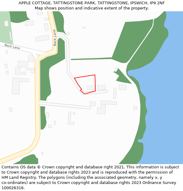 APPLE COTTAGE, TATTINGSTONE PARK, TATTINGSTONE, IPSWICH, IP9 2NF: Location map and indicative extent of plot