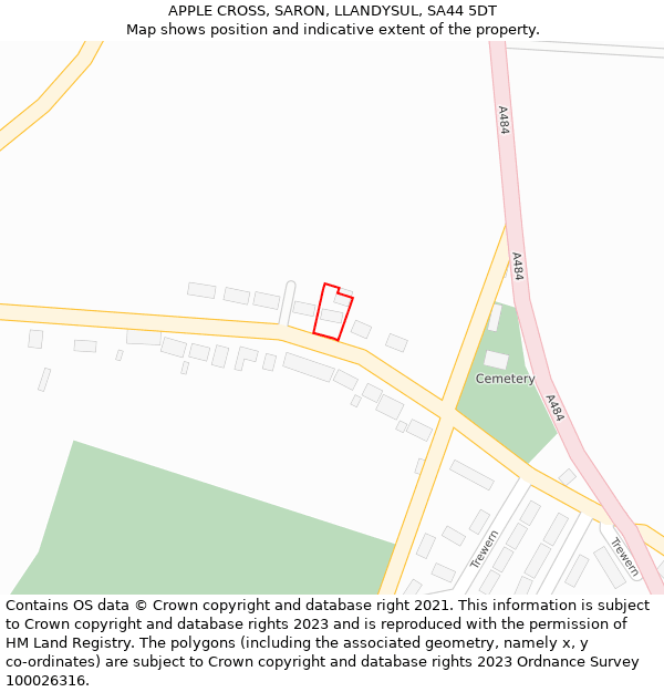 APPLE CROSS, SARON, LLANDYSUL, SA44 5DT: Location map and indicative extent of plot