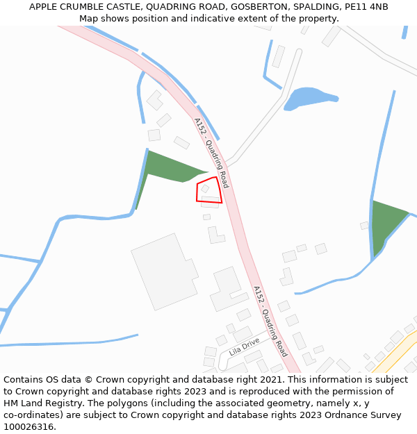 APPLE CRUMBLE CASTLE, QUADRING ROAD, GOSBERTON, SPALDING, PE11 4NB: Location map and indicative extent of plot