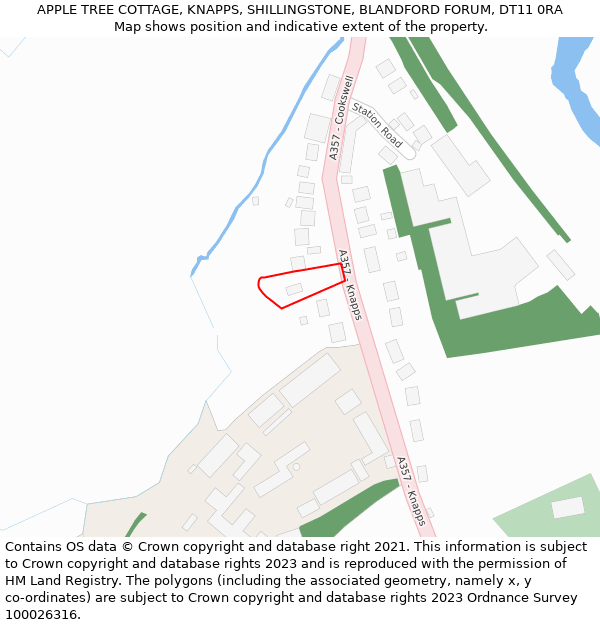 APPLE TREE COTTAGE, KNAPPS, SHILLINGSTONE, BLANDFORD FORUM, DT11 0RA: Location map and indicative extent of plot