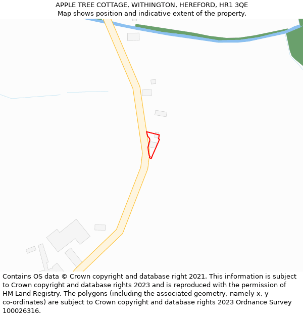 APPLE TREE COTTAGE, WITHINGTON, HEREFORD, HR1 3QE: Location map and indicative extent of plot