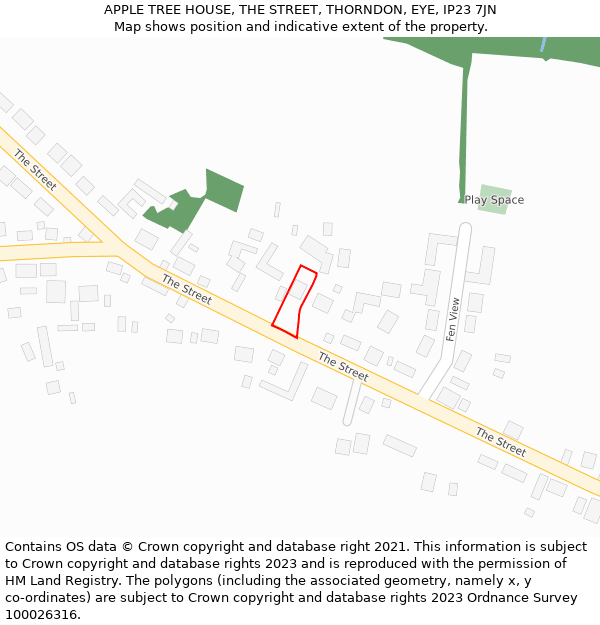 APPLE TREE HOUSE, THE STREET, THORNDON, EYE, IP23 7JN: Location map and indicative extent of plot