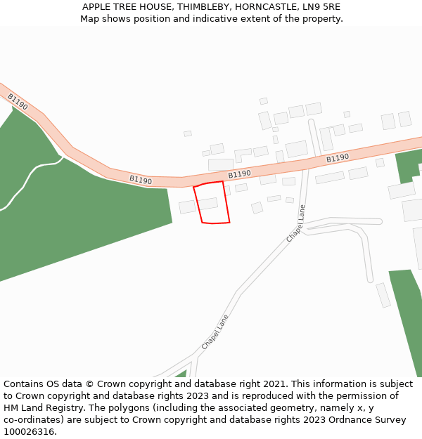 APPLE TREE HOUSE, THIMBLEBY, HORNCASTLE, LN9 5RE: Location map and indicative extent of plot