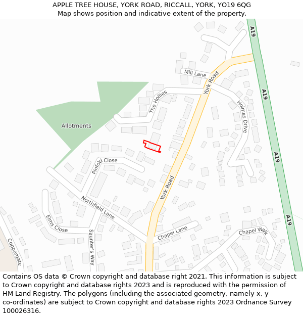 APPLE TREE HOUSE, YORK ROAD, RICCALL, YORK, YO19 6QG: Location map and indicative extent of plot