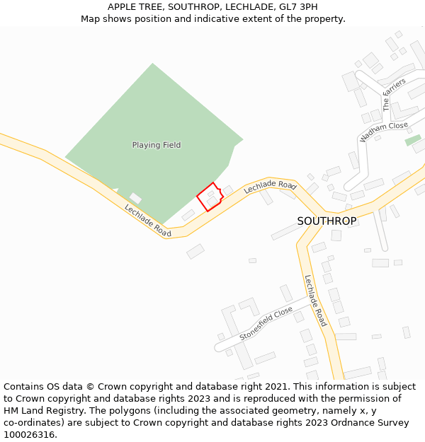 APPLE TREE, SOUTHROP, LECHLADE, GL7 3PH: Location map and indicative extent of plot