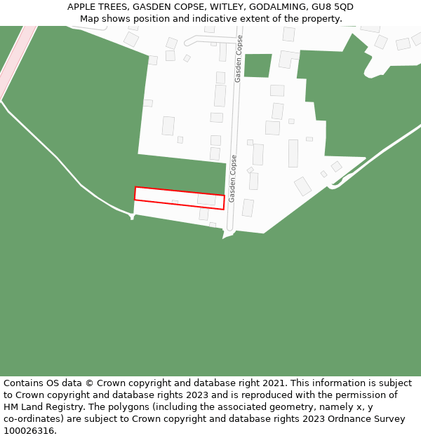 APPLE TREES, GASDEN COPSE, WITLEY, GODALMING, GU8 5QD: Location map and indicative extent of plot