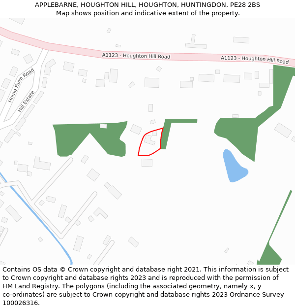APPLEBARNE, HOUGHTON HILL, HOUGHTON, HUNTINGDON, PE28 2BS: Location map and indicative extent of plot