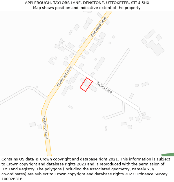 APPLEBOUGH, TAYLORS LANE, DENSTONE, UTTOXETER, ST14 5HX: Location map and indicative extent of plot