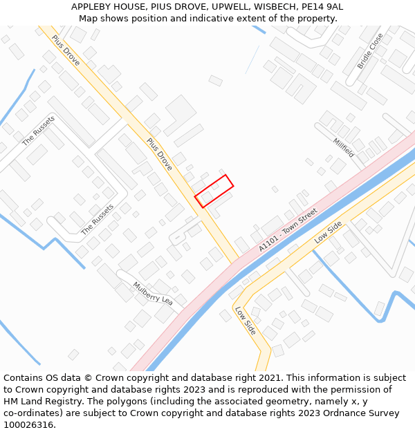 APPLEBY HOUSE, PIUS DROVE, UPWELL, WISBECH, PE14 9AL: Location map and indicative extent of plot