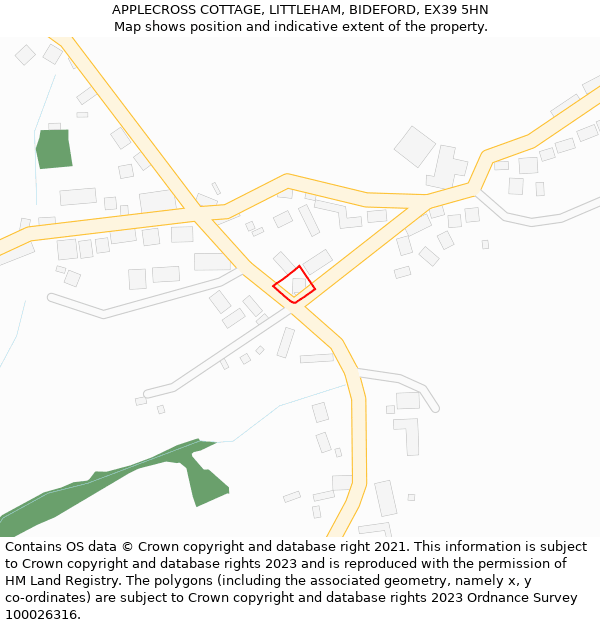 APPLECROSS COTTAGE, LITTLEHAM, BIDEFORD, EX39 5HN: Location map and indicative extent of plot