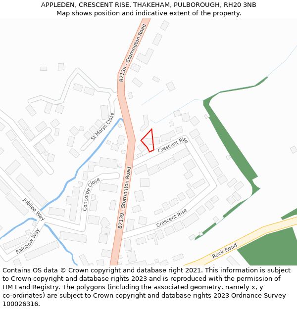 APPLEDEN, CRESCENT RISE, THAKEHAM, PULBOROUGH, RH20 3NB: Location map and indicative extent of plot