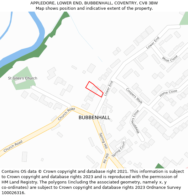 APPLEDORE, LOWER END, BUBBENHALL, COVENTRY, CV8 3BW: Location map and indicative extent of plot