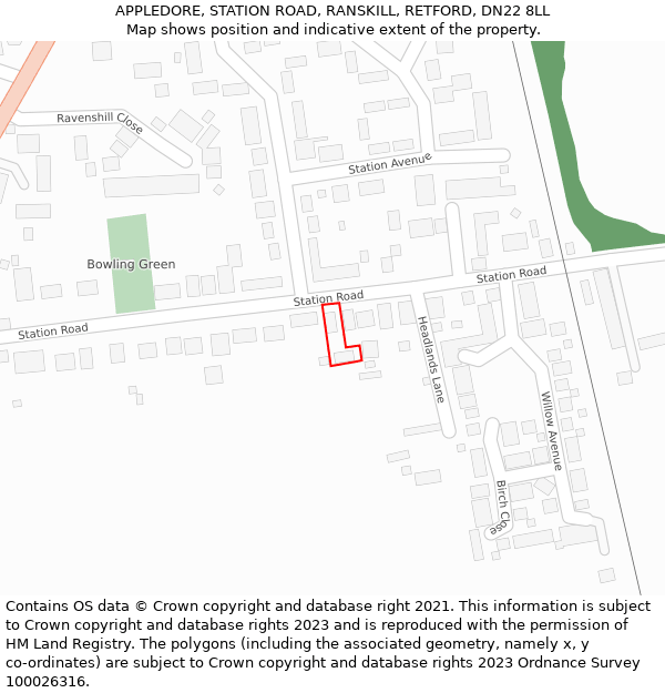 APPLEDORE, STATION ROAD, RANSKILL, RETFORD, DN22 8LL: Location map and indicative extent of plot