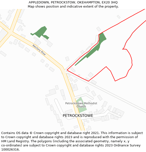 APPLEDOWN, PETROCKSTOW, OKEHAMPTON, EX20 3HQ: Location map and indicative extent of plot