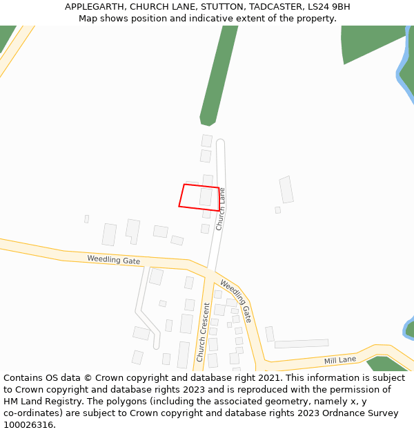 APPLEGARTH, CHURCH LANE, STUTTON, TADCASTER, LS24 9BH: Location map and indicative extent of plot