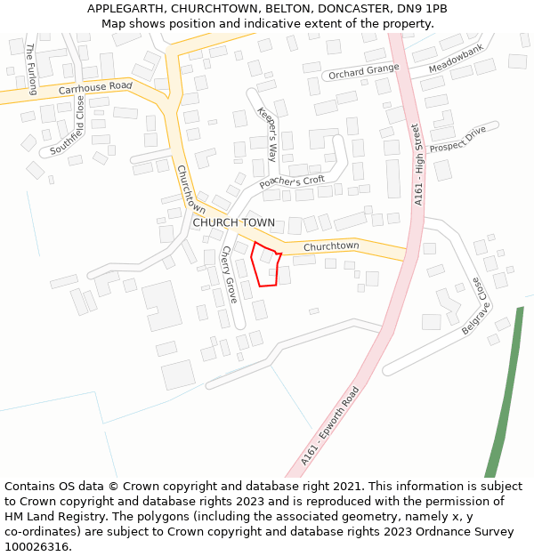 APPLEGARTH, CHURCHTOWN, BELTON, DONCASTER, DN9 1PB: Location map and indicative extent of plot