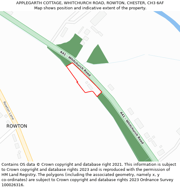APPLEGARTH COTTAGE, WHITCHURCH ROAD, ROWTON, CHESTER, CH3 6AF: Location map and indicative extent of plot