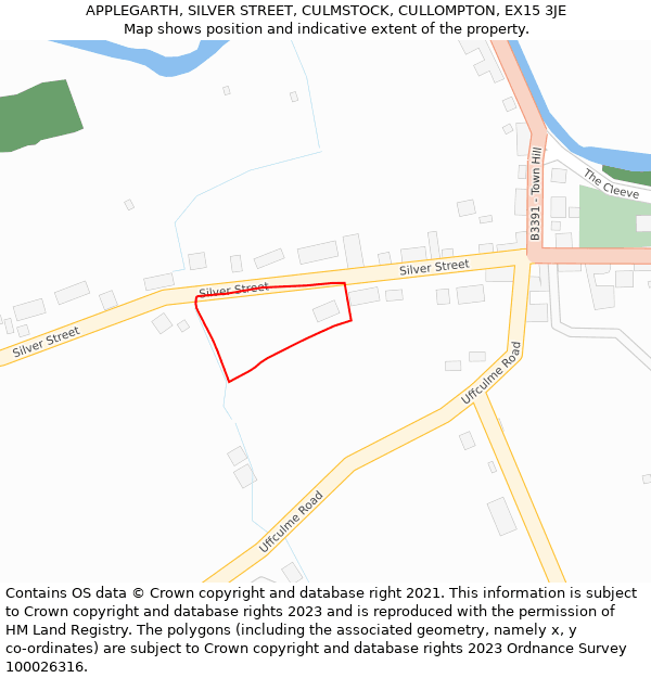 APPLEGARTH, SILVER STREET, CULMSTOCK, CULLOMPTON, EX15 3JE: Location map and indicative extent of plot