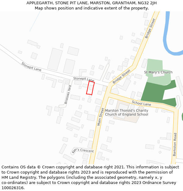 APPLEGARTH, STONE PIT LANE, MARSTON, GRANTHAM, NG32 2JH: Location map and indicative extent of plot