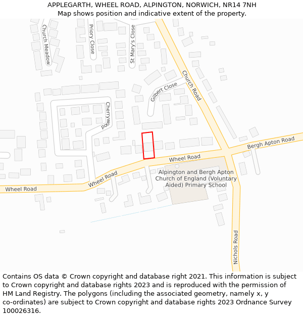 APPLEGARTH, WHEEL ROAD, ALPINGTON, NORWICH, NR14 7NH: Location map and indicative extent of plot