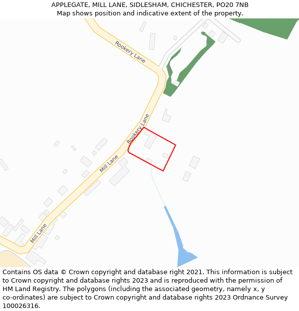 APPLEGATE, MILL LANE, SIDLESHAM, CHICHESTER, PO20 7NB: Location map and indicative extent of plot