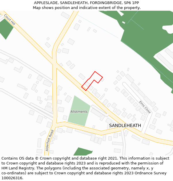 APPLESLADE, SANDLEHEATH, FORDINGBRIDGE, SP6 1PP: Location map and indicative extent of plot