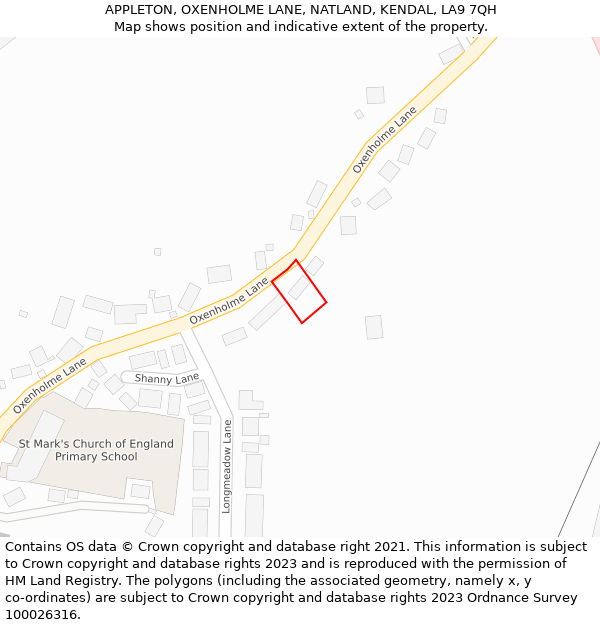 APPLETON, OXENHOLME LANE, NATLAND, KENDAL, LA9 7QH: Location map and indicative extent of plot