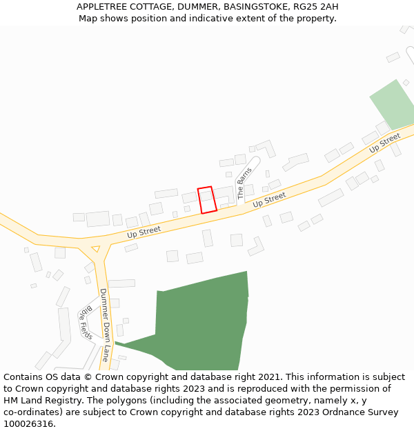 APPLETREE COTTAGE, DUMMER, BASINGSTOKE, RG25 2AH: Location map and indicative extent of plot