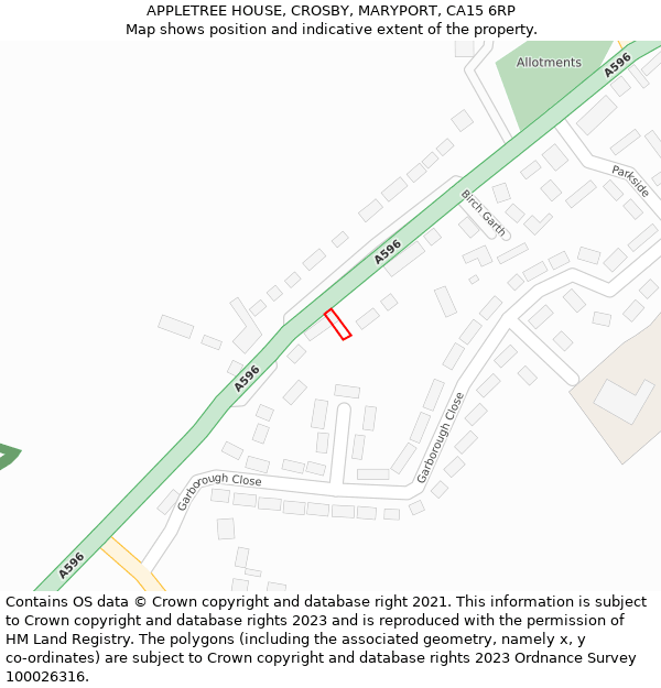 APPLETREE HOUSE, CROSBY, MARYPORT, CA15 6RP: Location map and indicative extent of plot