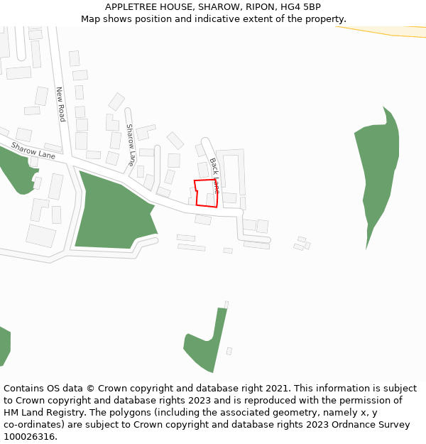 APPLETREE HOUSE, SHAROW, RIPON, HG4 5BP: Location map and indicative extent of plot