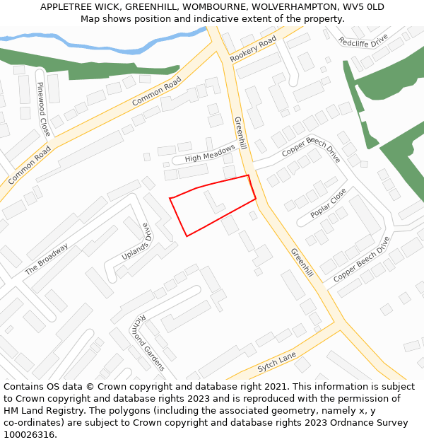 APPLETREE WICK, GREENHILL, WOMBOURNE, WOLVERHAMPTON, WV5 0LD: Location map and indicative extent of plot