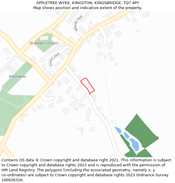 APPLETREE WYKE, KINGSTON, KINGSBRIDGE, TQ7 4PY: Location map and indicative extent of plot