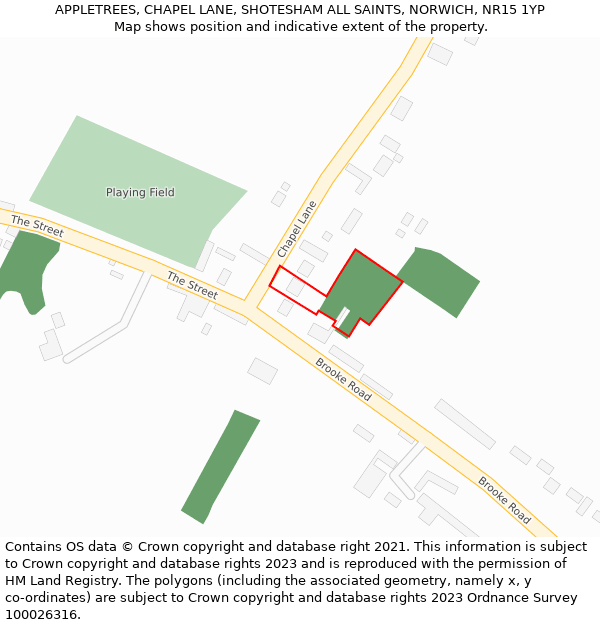 APPLETREES, CHAPEL LANE, SHOTESHAM ALL SAINTS, NORWICH, NR15 1YP: Location map and indicative extent of plot