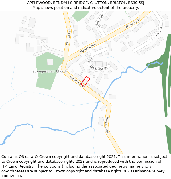 APPLEWOOD, BENDALLS BRIDGE, CLUTTON, BRISTOL, BS39 5SJ: Location map and indicative extent of plot