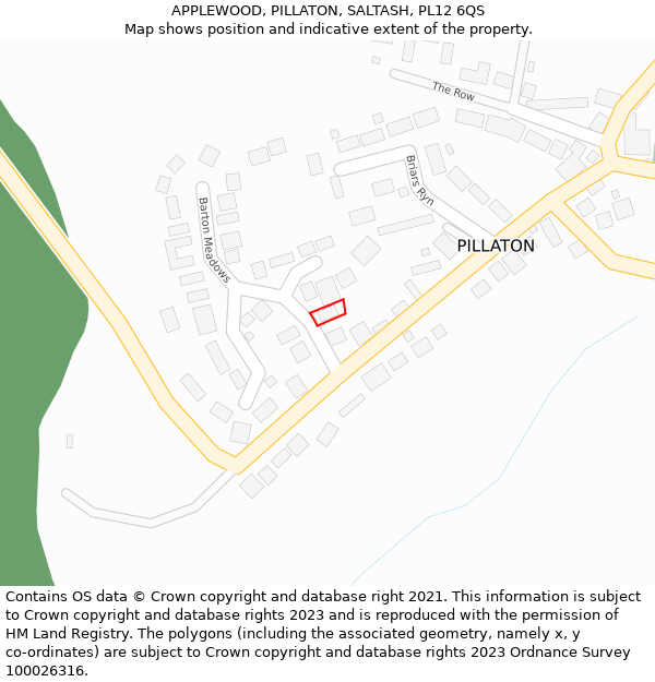 APPLEWOOD, PILLATON, SALTASH, PL12 6QS: Location map and indicative extent of plot