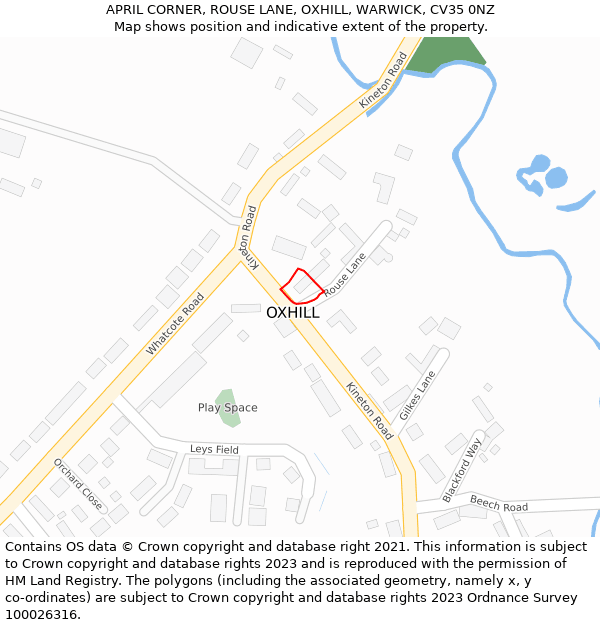 APRIL CORNER, ROUSE LANE, OXHILL, WARWICK, CV35 0NZ: Location map and indicative extent of plot