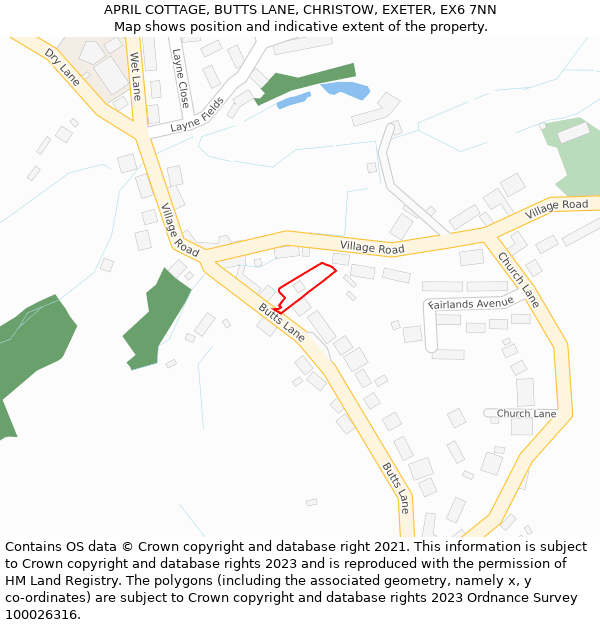 APRIL COTTAGE, BUTTS LANE, CHRISTOW, EXETER, EX6 7NN: Location map and indicative extent of plot