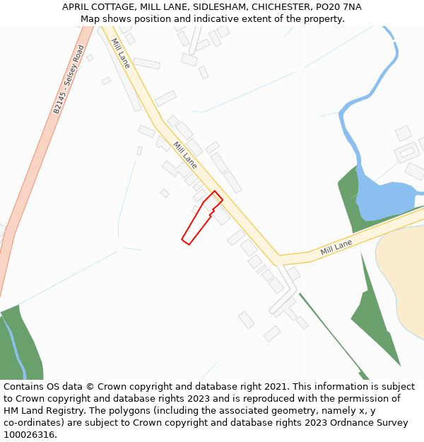 APRIL COTTAGE, MILL LANE, SIDLESHAM, CHICHESTER, PO20 7NA: Location map and indicative extent of plot