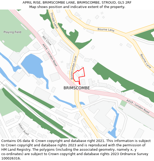 APRIL RISE, BRIMSCOMBE LANE, BRIMSCOMBE, STROUD, GL5 2RF: Location map and indicative extent of plot