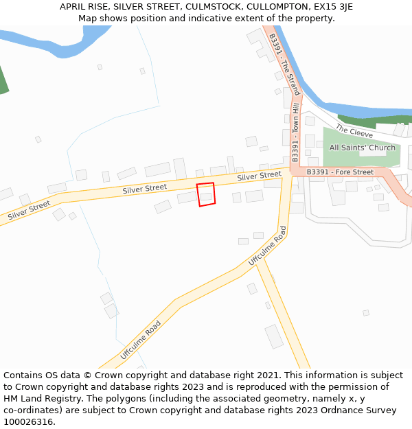 APRIL RISE, SILVER STREET, CULMSTOCK, CULLOMPTON, EX15 3JE: Location map and indicative extent of plot