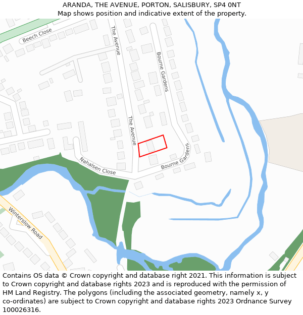 ARANDA, THE AVENUE, PORTON, SALISBURY, SP4 0NT: Location map and indicative extent of plot