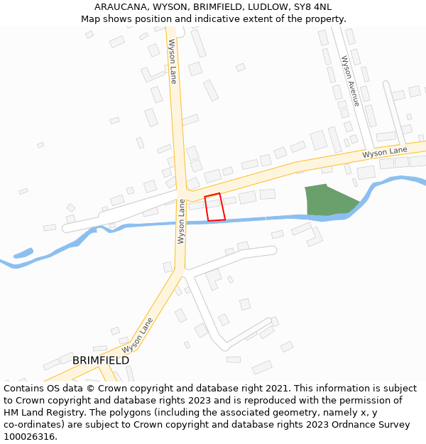 ARAUCANA, WYSON, BRIMFIELD, LUDLOW, SY8 4NL: Location map and indicative extent of plot