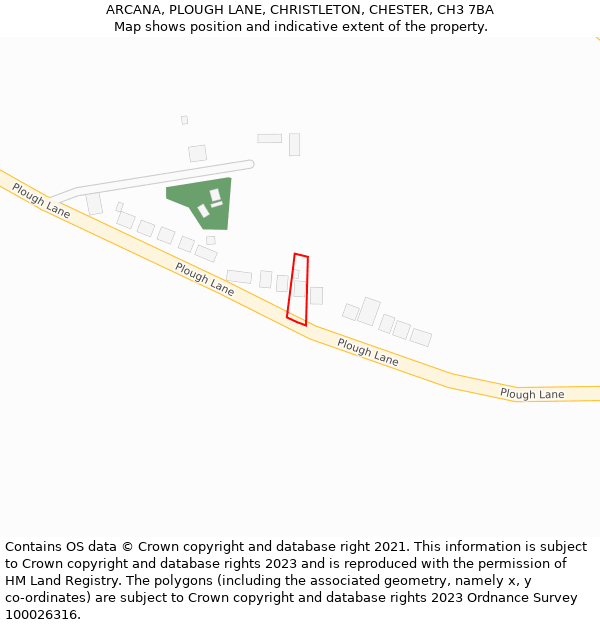 ARCANA, PLOUGH LANE, CHRISTLETON, CHESTER, CH3 7BA: Location map and indicative extent of plot