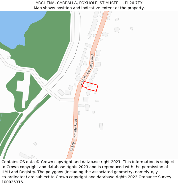 ARCHENA, CARPALLA, FOXHOLE, ST AUSTELL, PL26 7TY: Location map and indicative extent of plot