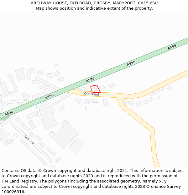 ARCHWAY HOUSE, OLD ROAD, CROSBY, MARYPORT, CA15 6SU: Location map and indicative extent of plot