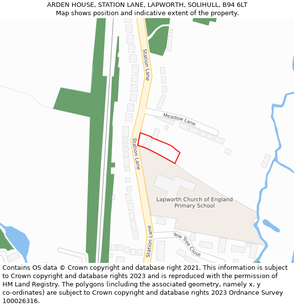 ARDEN HOUSE, STATION LANE, LAPWORTH, SOLIHULL, B94 6LT: Location map and indicative extent of plot