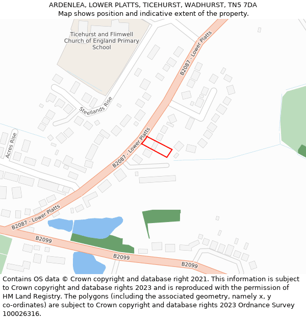 ARDENLEA, LOWER PLATTS, TICEHURST, WADHURST, TN5 7DA: Location map and indicative extent of plot