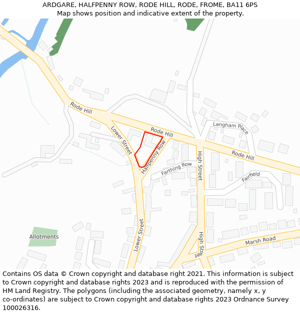 ARDGARE, HALFPENNY ROW, RODE HILL, RODE, FROME, BA11 6PS: Location map and indicative extent of plot