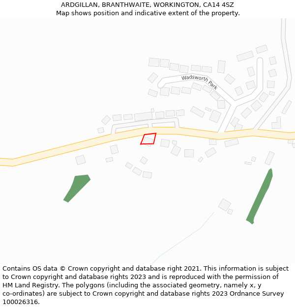 ARDGILLAN, BRANTHWAITE, WORKINGTON, CA14 4SZ: Location map and indicative extent of plot